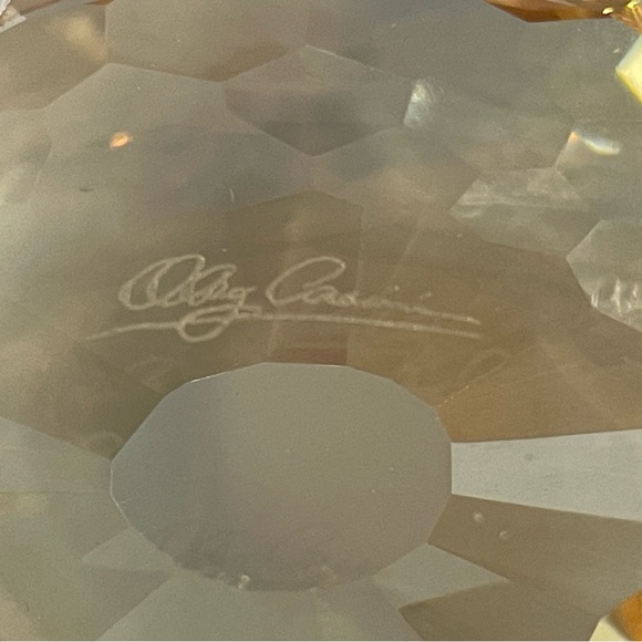 Oleg Cassini Signed 3" Pale Amber Faceted Crystal Art Glass Turtle Figurine - Picture 6 of 10